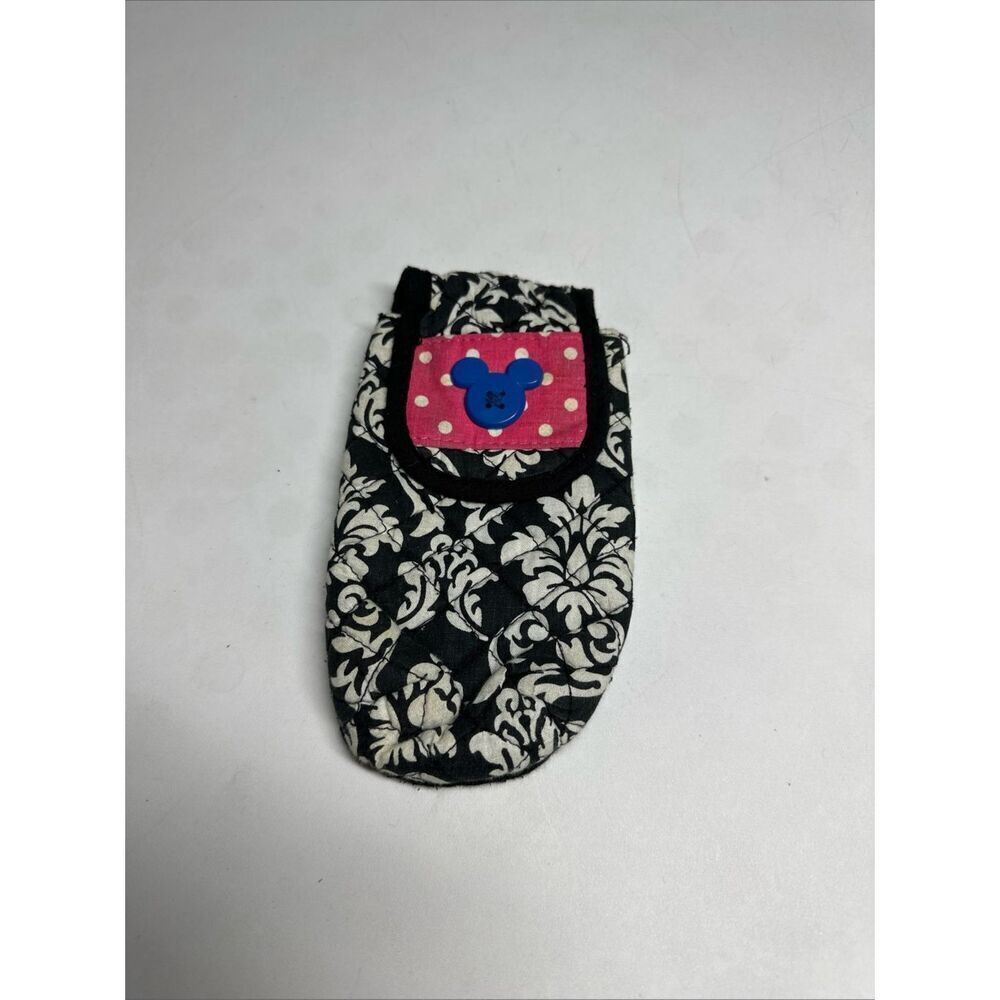 Mickey Mouse Cotton Quilted Pouch Glass Holder Button Closure Rare